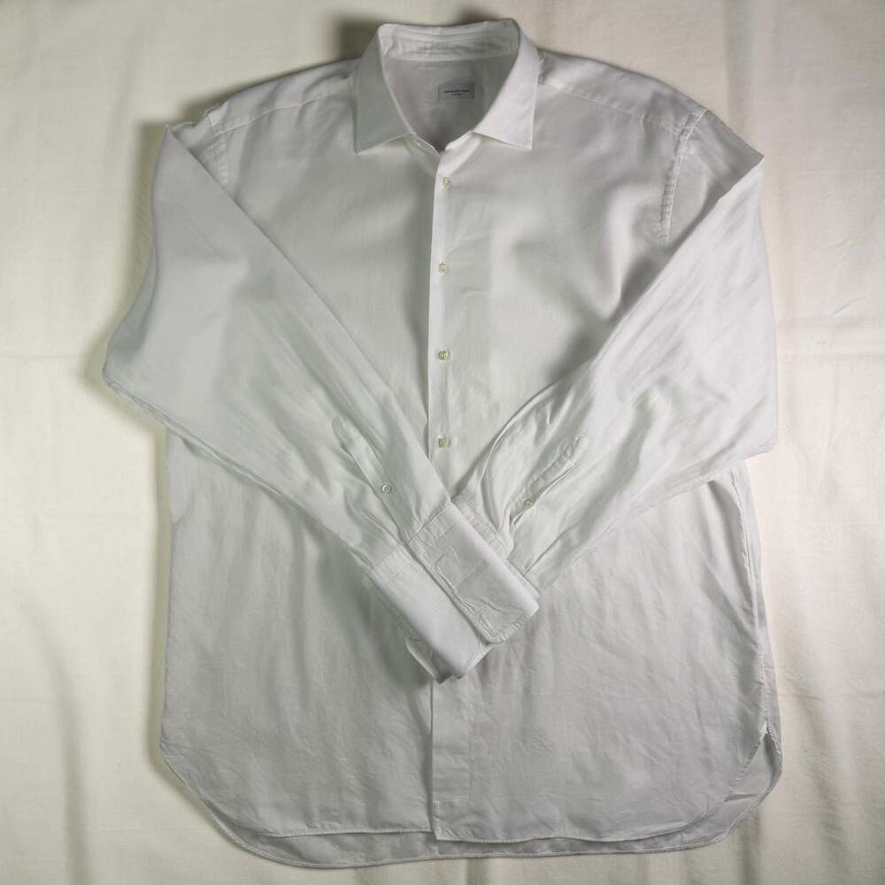 Ermenegildo Zegna Su Misura White Dress Shirt French Cuff 100% Cotton Made Spain - Picture 2 of 6